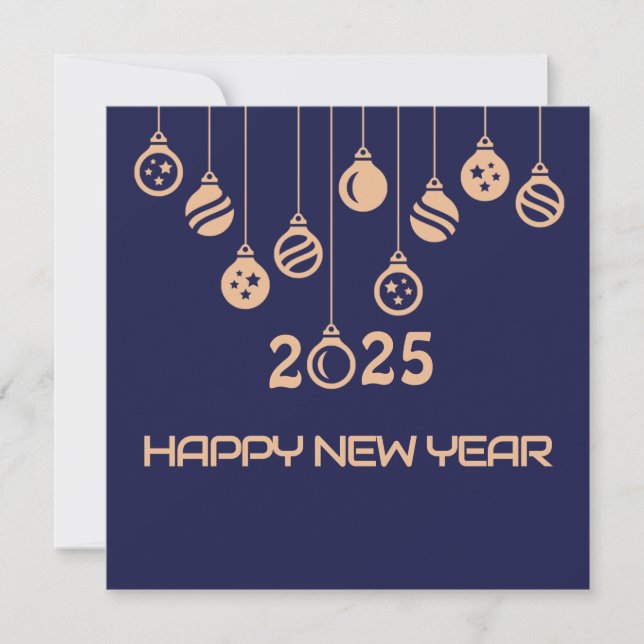 Tarjeta Festiva Blue Square wish card New Year with Christmas ball (Anverso)
