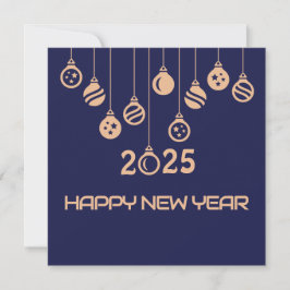 Tarjeta Festiva Blue Square wish card New Year with Christmas ball
