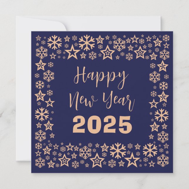 Tarjeta Festiva Blue Square wish card with a lot of golden stars (Anverso)