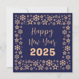 Tarjeta Festiva Blue Square wish card with a lot of golden stars