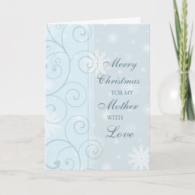 Tarjeta Festiva Blue Swirl Mother Merry Christmas Card (Anverso)