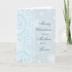 Tarjeta Festiva Blue Swirl Mother Merry Christmas Card