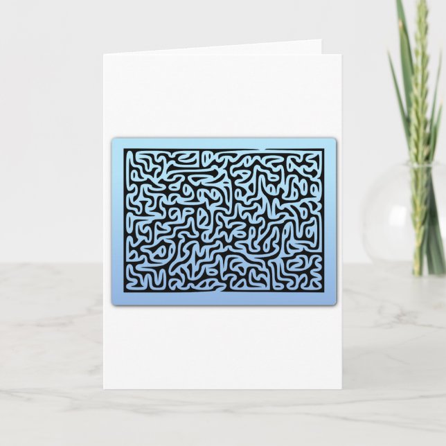 Tarjeta Festiva Blue Swirls Maze (Anverso)