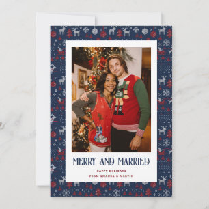 Tarjeta Festiva Blue Ugly Sweater Casado y Fotos de merry