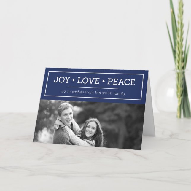 Tarjeta Festiva Blue Warm Wike Joy Love Peace Holiday Photo (Anverso)