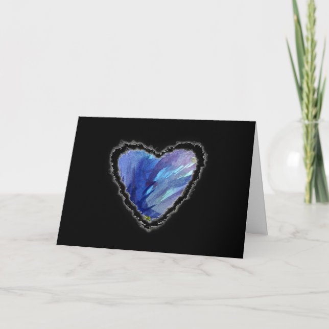 Tarjeta Festiva Blue Waterco Resumen Corazón Romance Valentine Lov (Anverso)