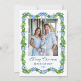 Tarjeta Festiva Blue & White Chinoiserie Garland Grandmillenial