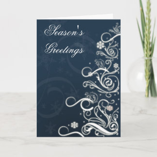 Tarjeta Festiva Blue White Christmas Tree Corporal Holiday