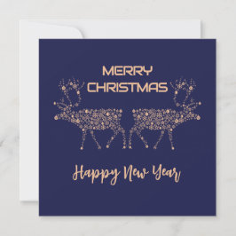 Tarjeta Festiva Blue wish card Merry Christmas new year reindeer