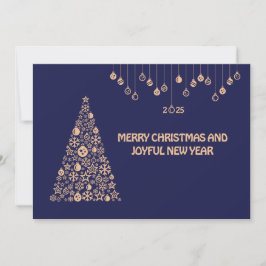 Tarjeta Festiva Blue wish card New Year with Christmas ball & tree