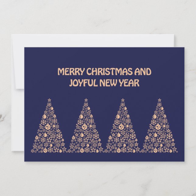 Tarjeta Festiva Blue wish card New Year with tree Christmas  (Anverso)