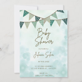 Tarjeta Festiva Blue y Brown acuarela Flagrante Script Baby Boy Sh