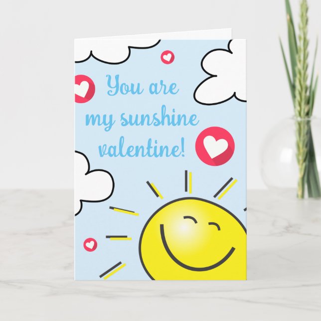 Tarjeta Festiva Blue You Are My Sunshine Feliz Día de San Valentín (Anverso)