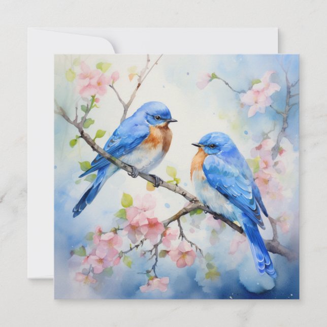 Tarjeta Festiva Bluebirds occidental (Anverso)