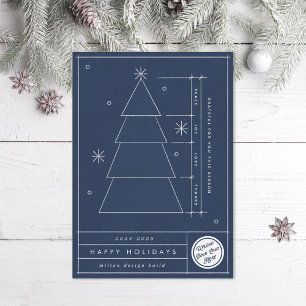 Tarjeta Festiva Blueprint Christmas Tree Corporate Non Photo