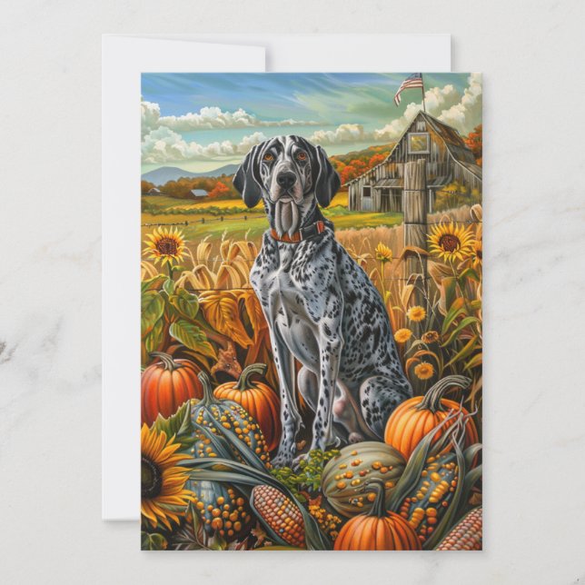 Tarjeta Festiva Bluetick Coonhound Dog Otumn Harvest Acción de Gra (Anverso)
