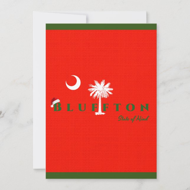 Tarjeta Festiva Bluffton Estado de la mente Navidades Red Green (Anverso)