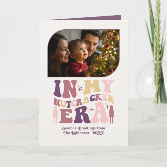 Tarjeta Festiva Blush and Berry Fun Retro Christmas Photos (Anverso)