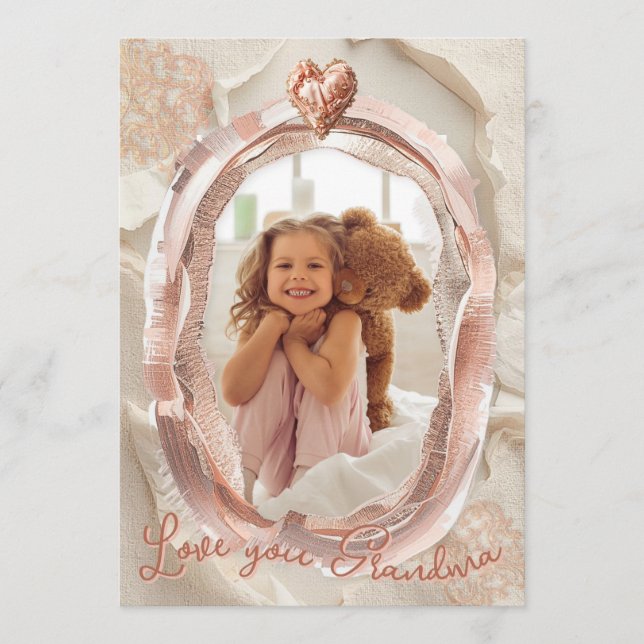 Tarjeta Festiva Blush Heirloom Heart Photo Frame Loving Keepsake (Anverso)