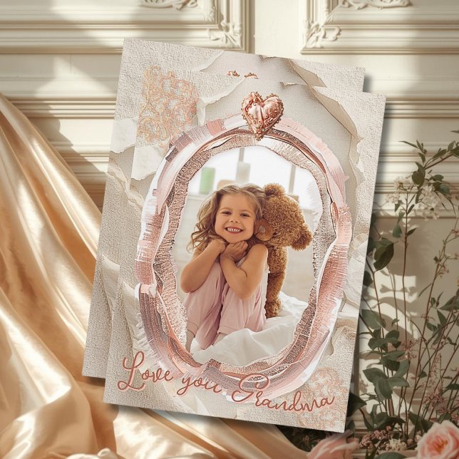 Tarjeta Festiva Blush Heirloom Heart Photo Frame Loving Keepsake (Subido por el creador)