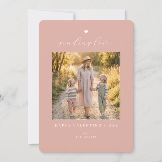 Tarjeta Festiva Blush Sending Love Photo (Anverso)