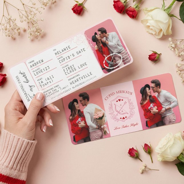 Tarjeta Festiva Boarding Pass To Love Plane Ticket Valentine's Day (Boarding Pass To Love Plane Ticket Valentine's Day Holiday Card)