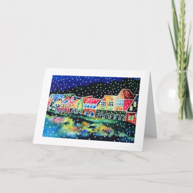 Tarjeta Festiva Boathouse Row Philadelphia, PA Christmas Card (Anverso)