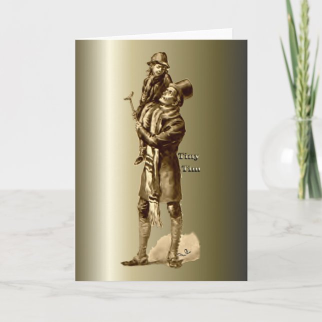 Tarjeta Festiva Bob Cratchit y los pequeños Navidades Tim Carol (Anverso)