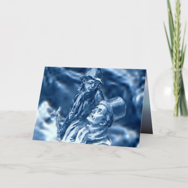 Tarjeta Festiva Bob Cratchit y los pequeños Navidades Tim Carol (Anverso)