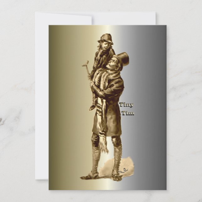 Tarjeta Festiva Bob Cratchit y los pequeños Navidades Tim Carol (Anverso)