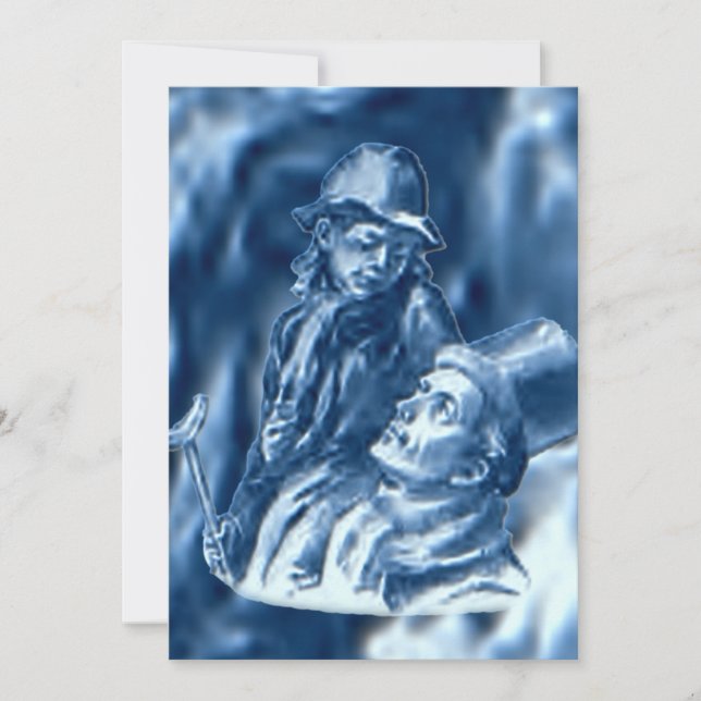 Tarjeta Festiva Bob Cratchit y los pequeños Navidades Tim Carol (Anverso)