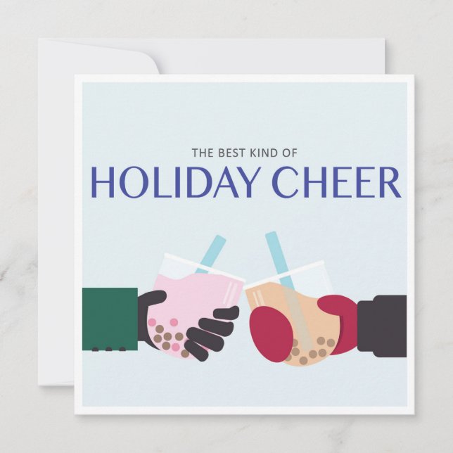 Tarjeta Festiva Boba Tea Holiday invierno Cheer Año Nuevo Té de bu (Anverso)