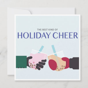 Tarjeta Festiva Boba Tea Holiday invierno Cheer Año Nuevo Té de bu