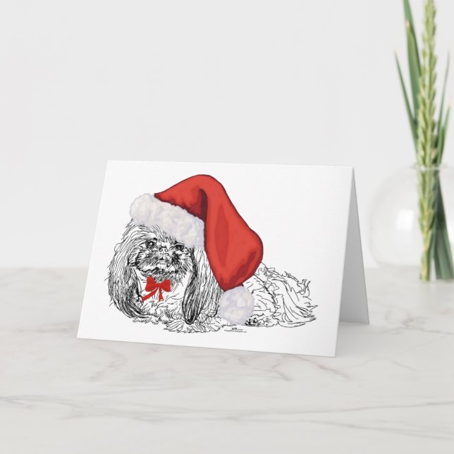 Tarjeta Festiva Boceto de Santa Pekinés (Anverso)