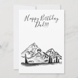 Tarjeta Festiva boceto en blanco y negro de montañas
