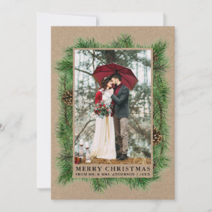 Tarjeta Festiva Boda acuarela fotográfico Kraft