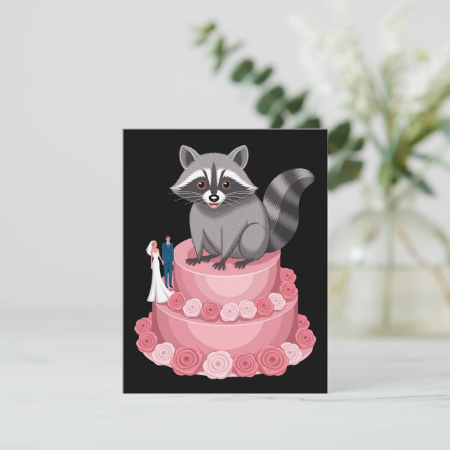 Tarjeta Festiva Boda aplastando a Raccoon Feral Felicitaciones (Anverso de pie)