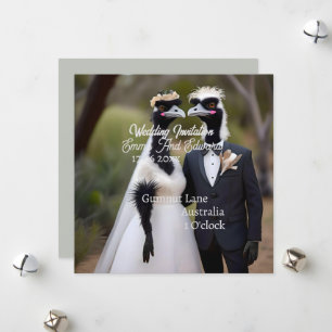 Tarjeta Festiva Boda Aussie Emúes Australianos, Boda