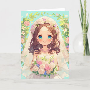 Tarjeta Festiva Boda Bride Anime Chica