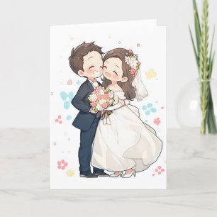 Tarjeta Festiva Boda Cute Couple Anime