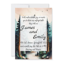 Boda de acuarela rústica de bosque de pinos