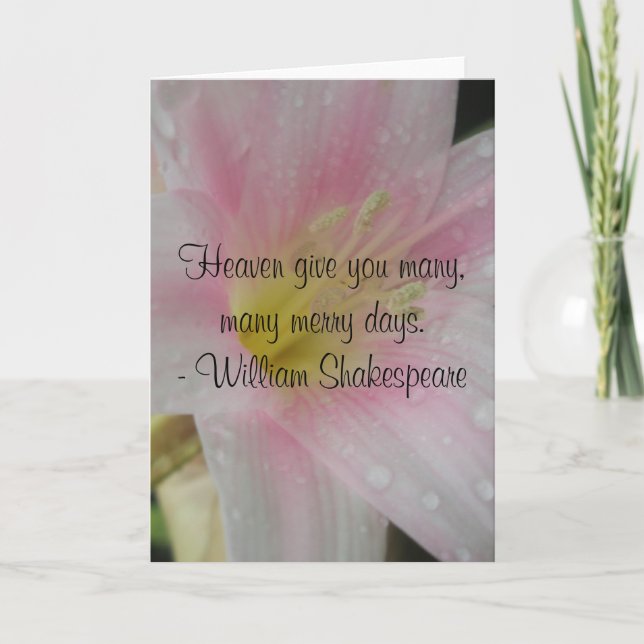 Tarjeta Festiva Boda de amor rosa Shakespeare (Anverso)