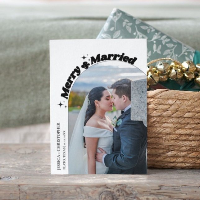 Tarjeta Festiva Boda de Arco Moderno Merry y Navidades casados (Subido por el creador)