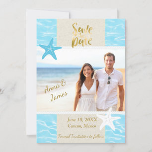Tarjeta Festiva Boda de destino de playa Guardar la fecha