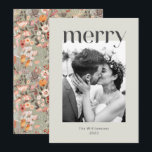 Tarjeta Festiva Boda de Foto Floral Boho Taupe Sage Rústica<br><div class="desc">Tarjeta de Navidad de Boda Personalizada Floral Boho Verde Sage y Taupe</div>