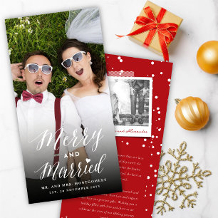 Tarjeta Festiva Boda De Fotos De Marea Y De Moda Casada