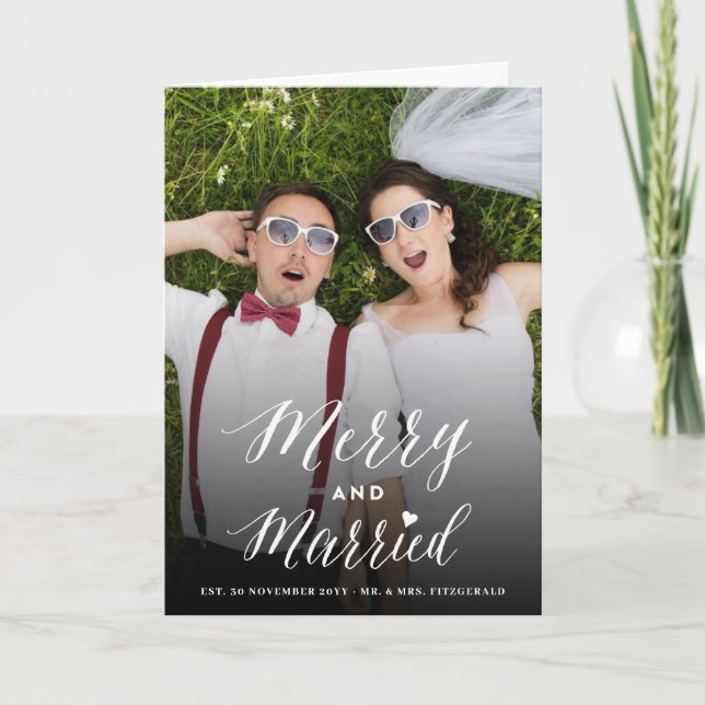 Tarjeta Festiva Boda De Fotos De Marea Y De Moda Casada (Anverso)