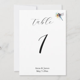Tarjeta Festiva Boda de libélula, número de tabla personalizado