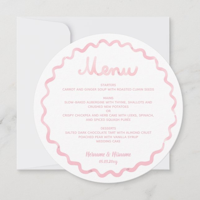 Tarjeta Festiva Boda de marco ondulado y brillante Rubor rosa (Anverso)