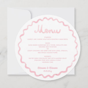 Tarjeta Festiva Boda de marco ondulado y brillante Rubor rosa